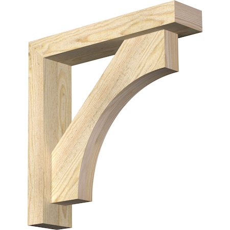Ekena Millwork Westlake Block Rough Sawn Bracket w/ Offset Brace, Douglas Fir, 4"W x 18"D x 18"H BKT0402X18X18WTL05RDF